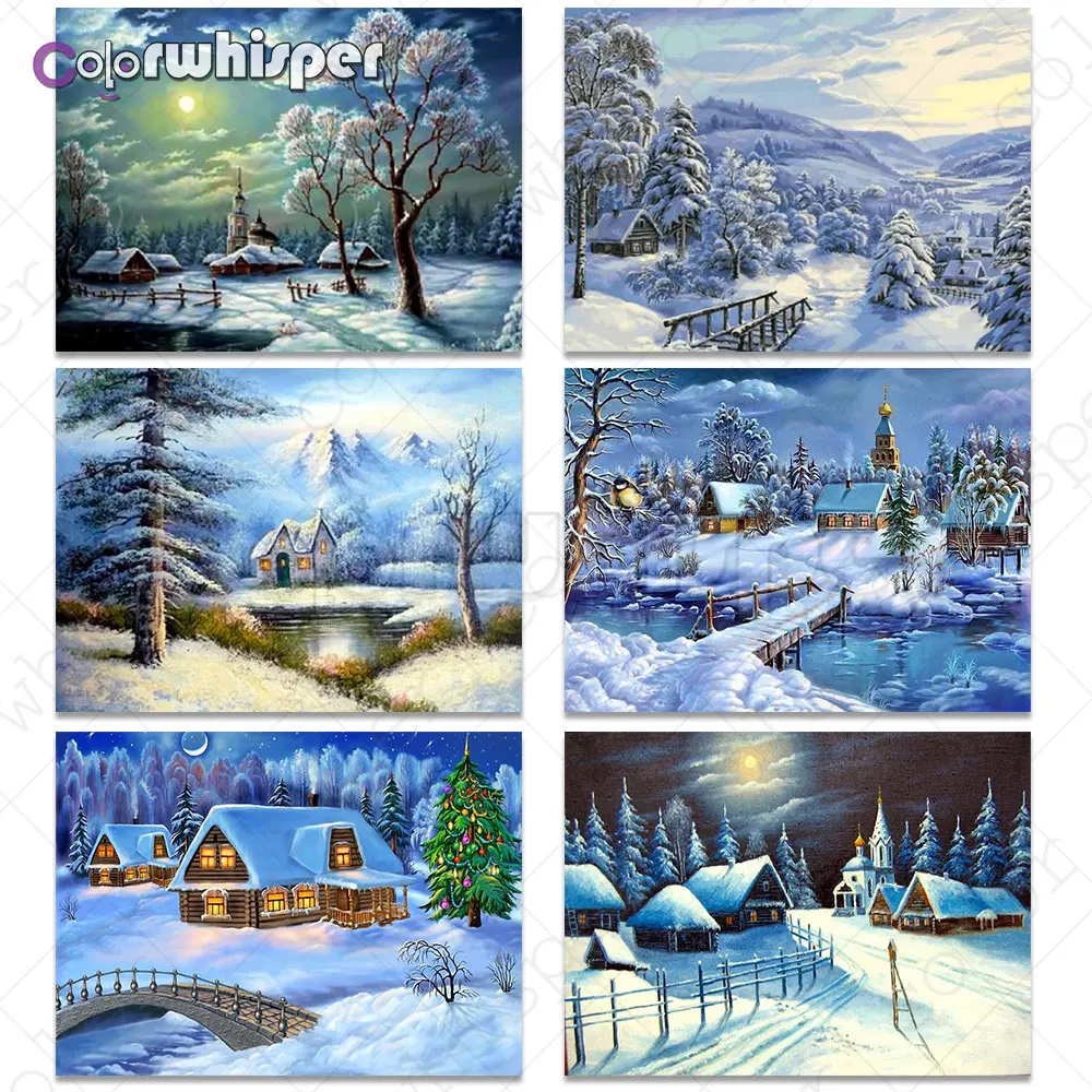 

Daimond Painting 5D Full Square/ Round Winter Night Snow Christmas Diamond Painting Rhinestone Crystal Cross Stitch Mosaic 850DP