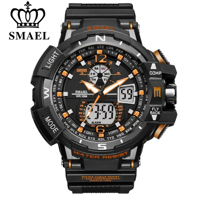Лидирующий бренд Smael часы модные спортивные часы мужские часы мужской светодиодный цифровой кварцевые часы мужские водонепроницаемые часы Relogio Masculino