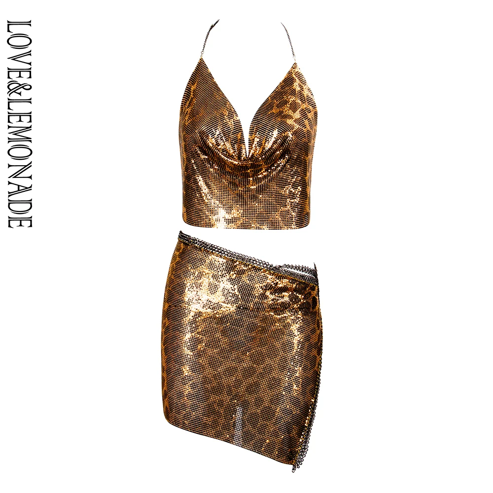 

LOVE&LEMONADE Sexy Open Back Cut Out Leopard Iron Piece Two-Pieces Set LM90019