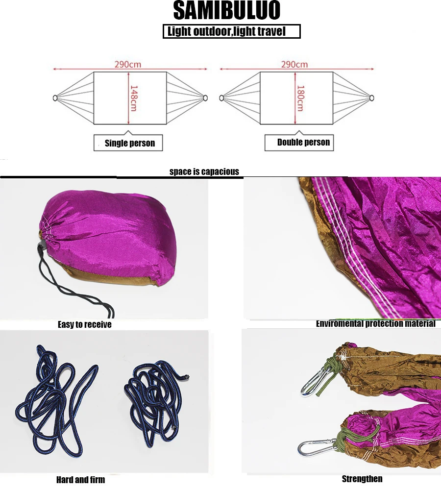Нейлон Открытый взрослых гамак-парашют тканевый гамак для путешествий Пеший Туризм Поход Кемпинг