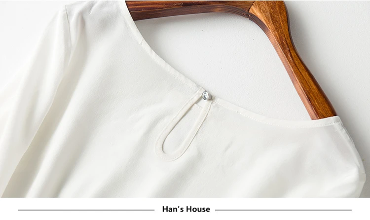 Шелковая женская блузка, белая рубашка, одноцветная, круглый вырез, три четверти, рукава-бабочки, простой дизайн, плюс размеры, топ, новая мода