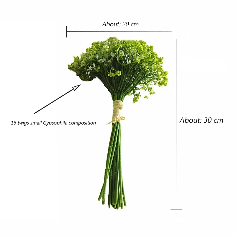 Flone Artificial Plastic Fake Flower Bouquet Wedding Bride hand flower 16 Twigs Gypsophila Bouquet Living Room Home Decoration (2) - 