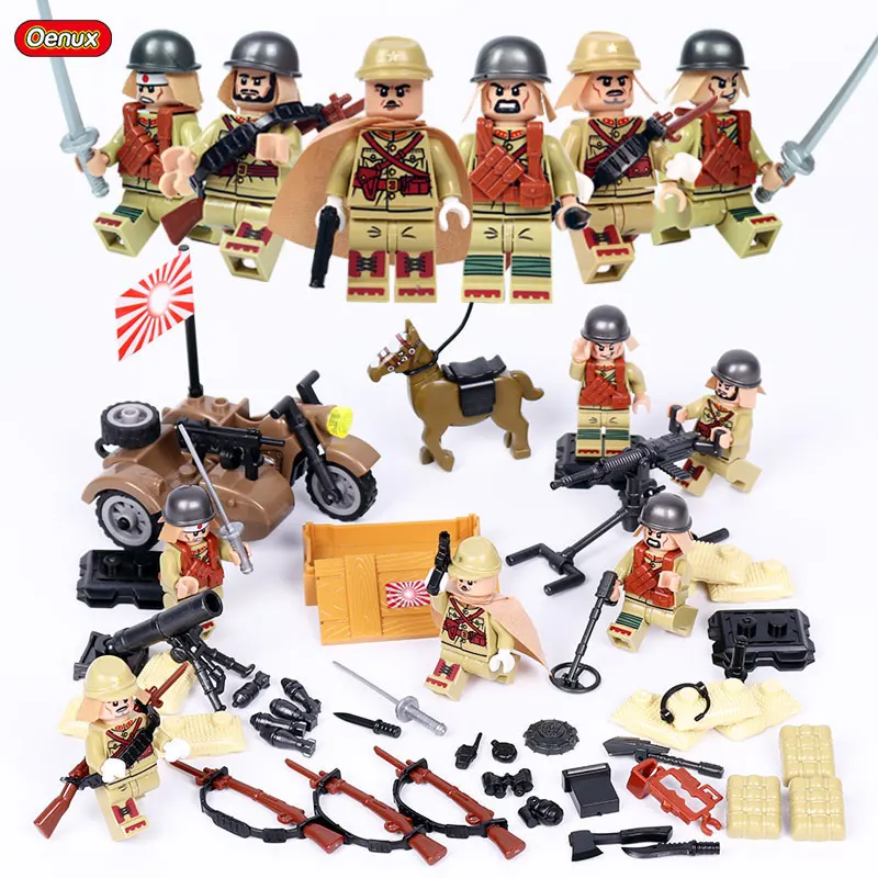 

Oenux World War 2 The Battle Of Taierzhuang Scene Military Building Block Japanese Army Soldiers With Motorcycle Model Brick Toy