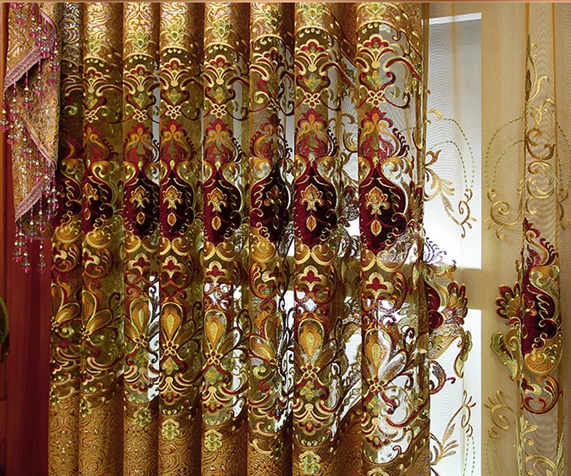 

Eco-friendly Luxury quality Chenille cloth curtain longitudinal velvet water soluble embroidered hank yarns/tulles can customize