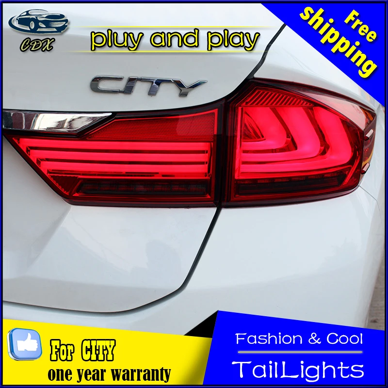 Car Styling Tail Lamp for Honda City Tail Lights 2014-2016 New City LED Tail Light LED Rear Lamp DRL+Brake+Park Stop Lamp