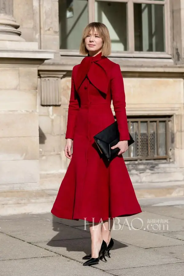 Корейские зимние женские пальто для женщин Красного Кашемирового размера плюс накидка Оригинальное винтажное кашемировое шерстяное пальто длинное пальто «рыбий хвост» женское