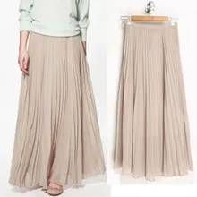Новинка, длинные летние плиссированные шифоновые юбки для женщин и девочек, однотонная Повседневная Женская юбка, 8SK020