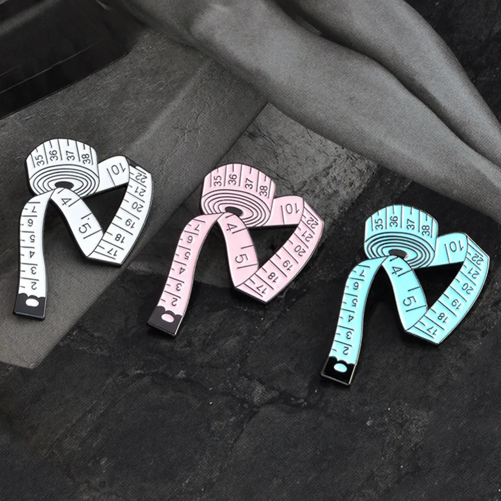 Measuring tape Enamel Pin White Pink Blue Measure tools Brooch Sewing