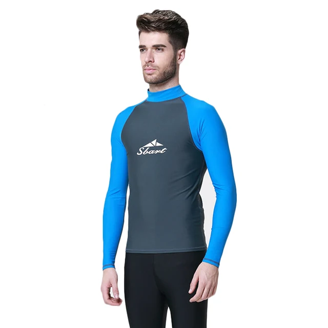 SBART Rash Guards Men Top Long Sleeve Shrt Lycra Surfing Diving Guard
