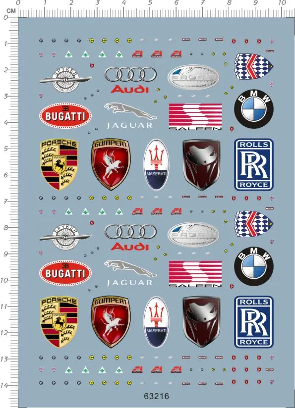 decals car logo for 1/24 or other different scales 5604 red 