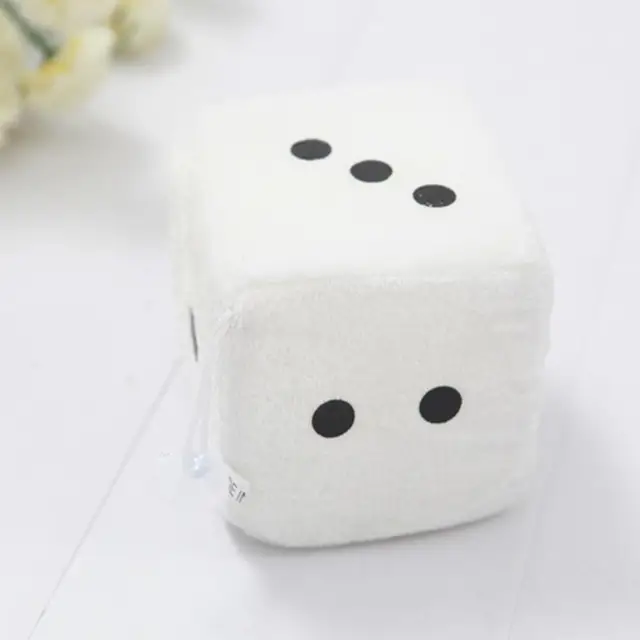 1 Pair Fuzzy Dice White Dots Rear View Mirror Hangers Vintage Car