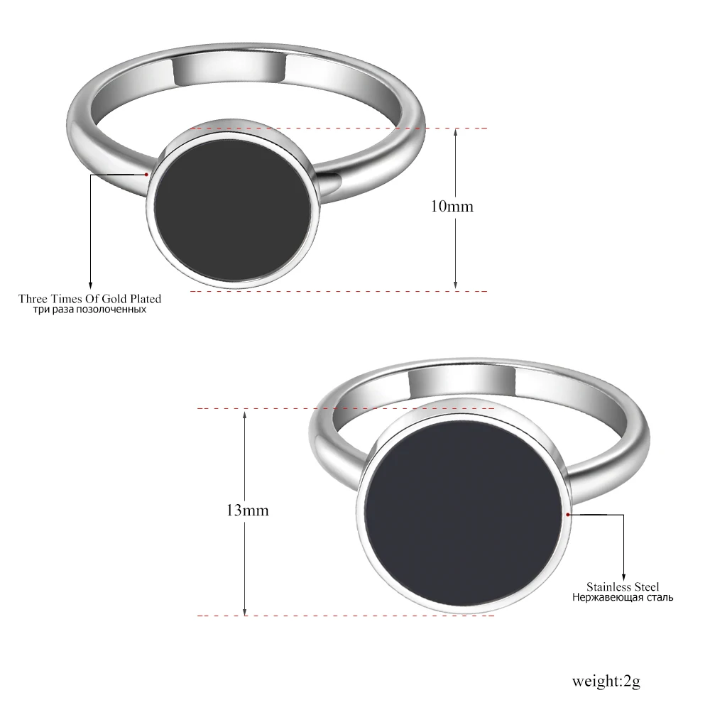 Lokaer Trendy OL Style Anniversary Ring Women Girls 10/12mm Black Acrylic Stone 316L Stainless Steel Rings Jewlery R19048 stainless steel ring,finger ring,jewelry accessories