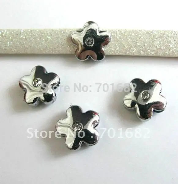 

Wholesale 10pcs 8mm One Rhinestone Flower Slide Charms DIY charms Fit Pet Collars Wristbands Belts