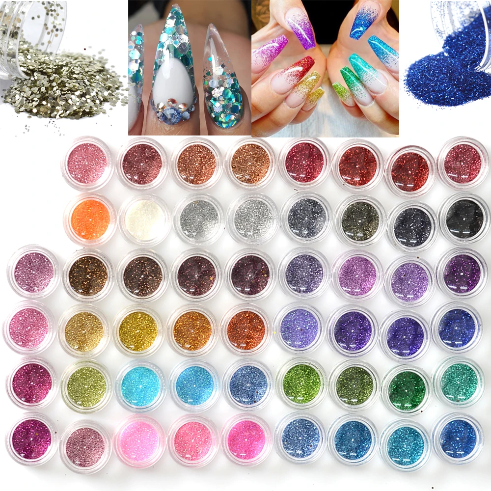 60 قطعة/الوحدة تصميم مختلط مسمار الفن بريق سباركلي شىء صغير براق الغبار مسحوق الجمال الديكور مسمار بريق ل الأشعة فوق البنفسجية هلام الاكريليك...
