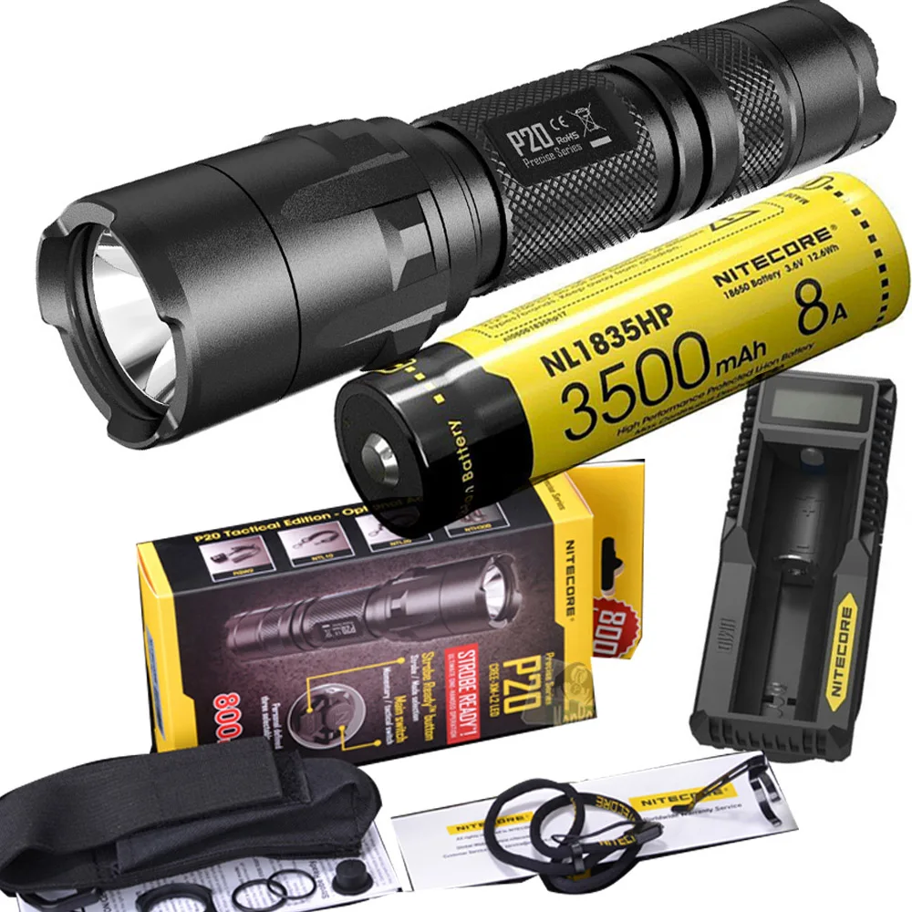 

NITECORE P20 Flashlight CREE XM-L2 (U2) LED max. 800LM LED torch for outdoor sports with NL1835HP battery and UM10 charger