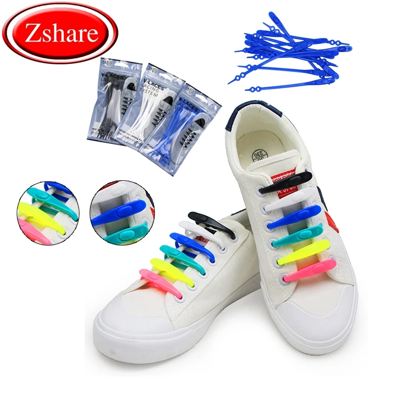 

14pcs/lot Elastic Silicone Shoelaces No Tie Shoelace Sneakers Athletic Running Sport Shoelaces Children Adult Shoes Lace Strings