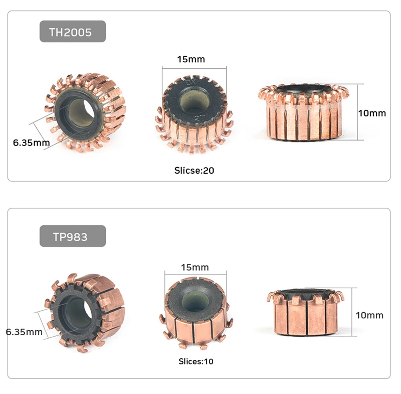 TUNGFULL 23,2x8x14,5 мм 2 шт. медный стержень двигателя генератора медных тонов латунный коллектор двигателя микро-просверленные детали двигателя