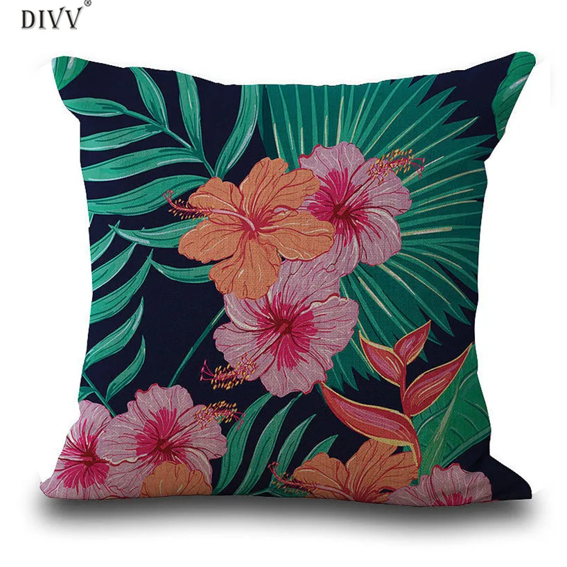 Чехол для подушки DIVV винтажный цветок тропические листья домашний декор M30Hot8536