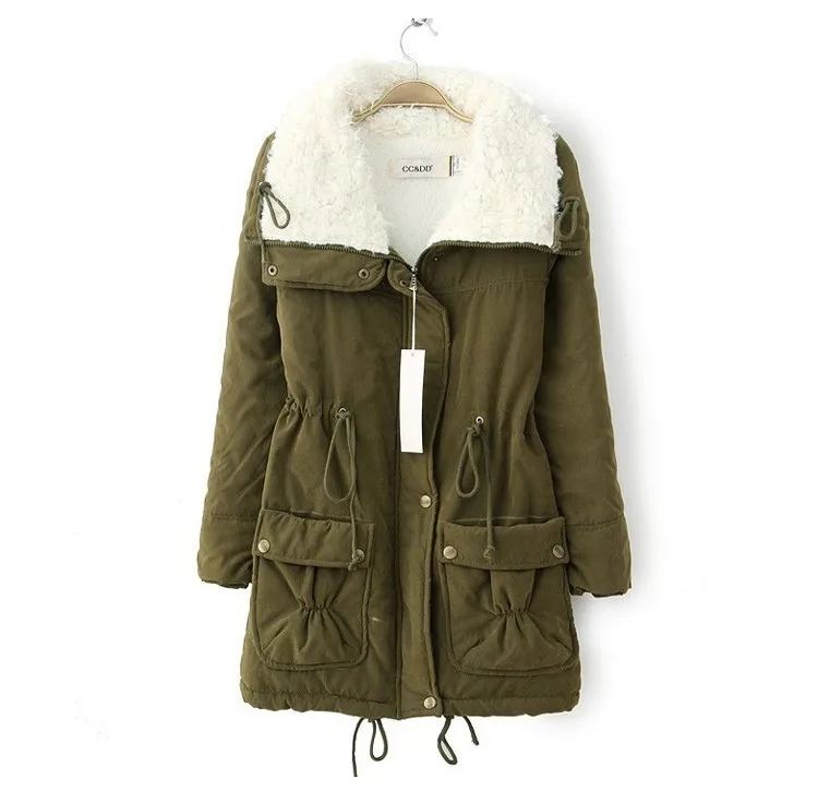 New Fashion Women Turn Down Collar Thicken Warm Lady Slim Winter Jacket And Coats Plus Size Coat Female Lamb's Wool Jacket JT350 (2)