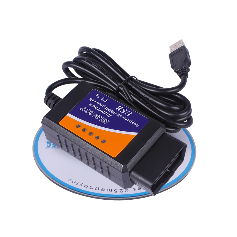 USB ELM327 V1.5 OBD2 OBDII считыватель кодов Сканер с чипом PIC18F25K80 ELM 327 USB адаптер работает на Android Windows Phone PC