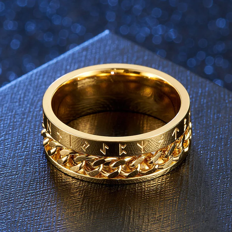 Нержавеющая сталь 8 мм прядильная цепь кольца викингов для мужчин вращающиеся