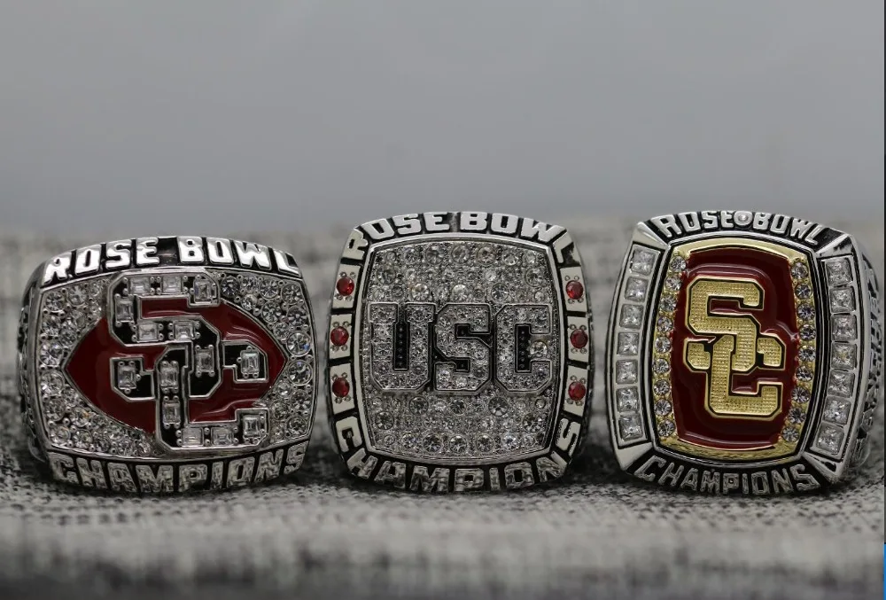 

One set 3pcs rings for 2007 2008 2009 USC Trojans Rose Bowl NCAA National Championship rings copper colleague ring
