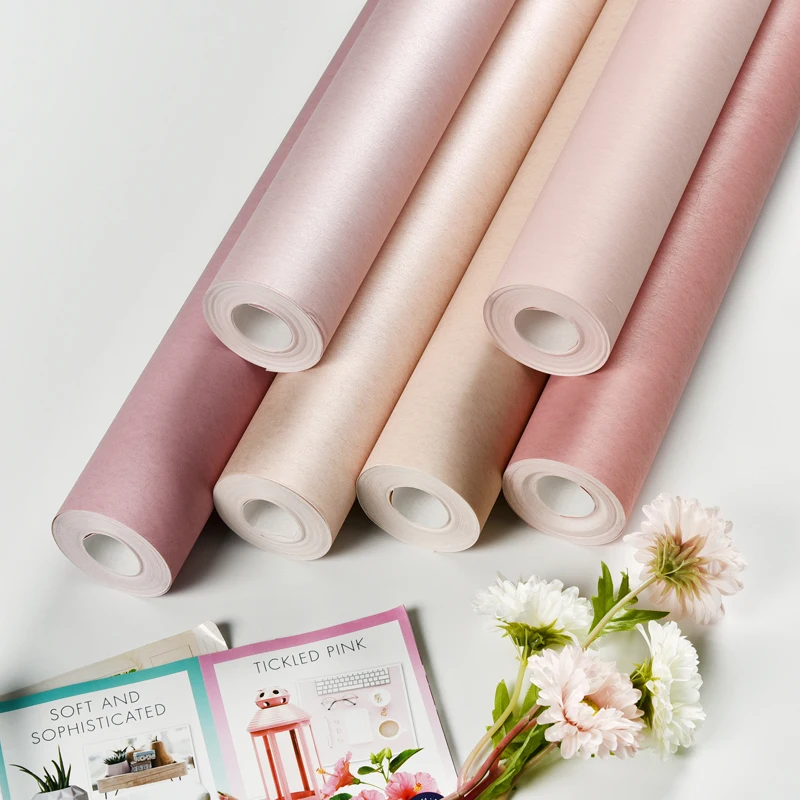 Скандинавские Ins Классические однотонные розовые серии настенные бумаги домашний декор Мода для девочек комната Свадьба комната обои рулон