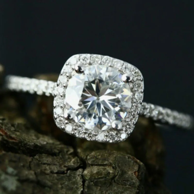 Модное женское кольцо с белым цирконием, классическое Большое Серебряное обручальное кольцо AAA, обручальное кольцо, ювелирные изделия aneis feminino