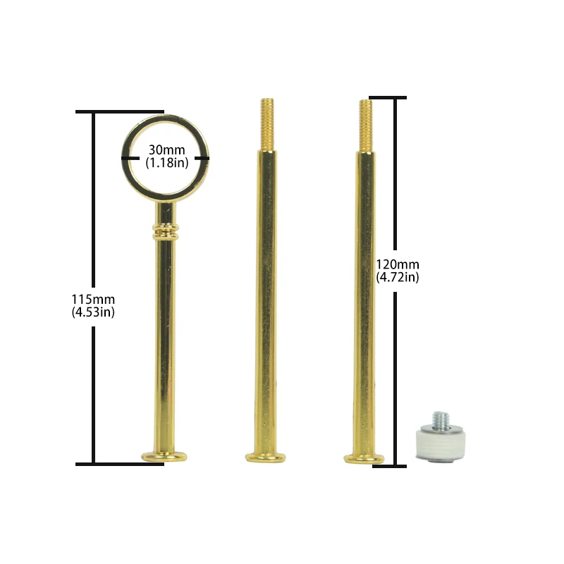 Gold 100 шт./партия, подставка для торта, металлическая ручка, 3 уровня, форма кольца, торта, Центральная ручка - Цвет: Gold