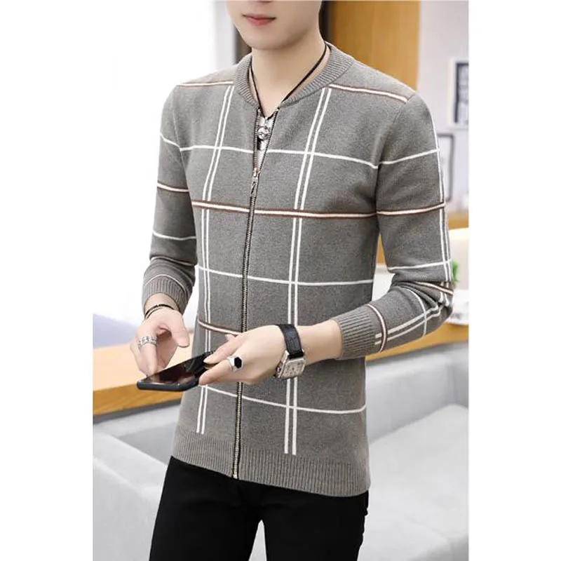 Men Sweater Cardigan Zipper Striped 2019 New Arrival Autumn And Winter Thin Slim Male Knitted Coat Student Korean Style M18 Men Sweater Cardigan Zipper Striped 2019 New Arrival Autumn And Winter Thin Slim Male Knitted Coat Student Korean Style M18