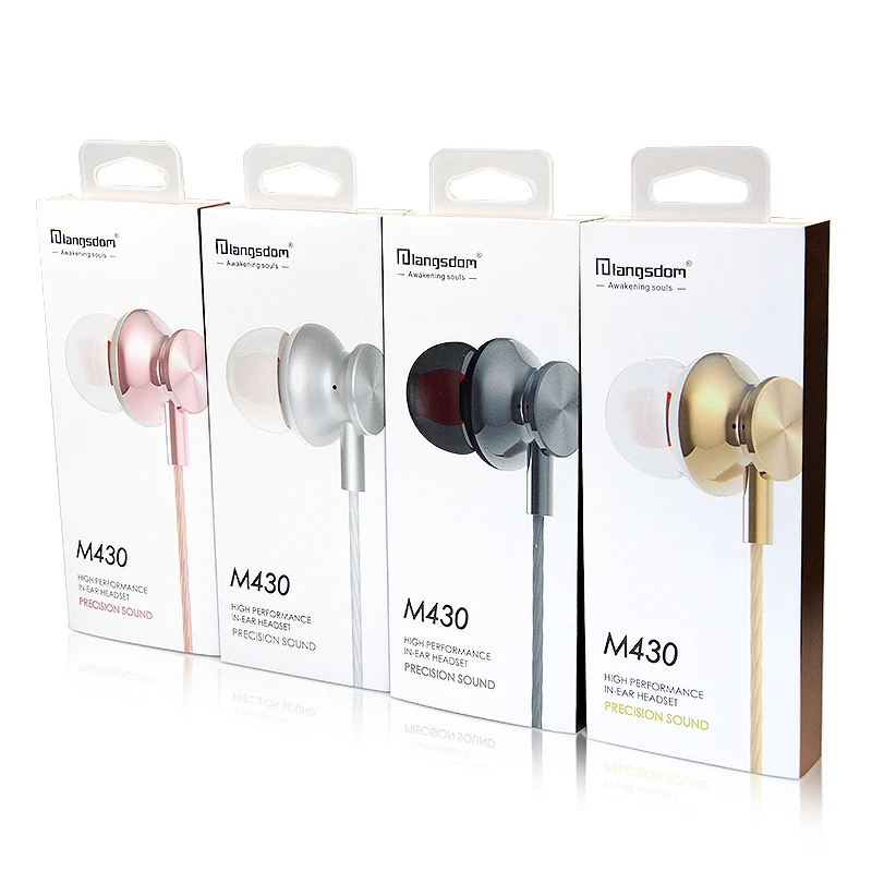 Langsdom Rose Gold Metal Earphone Fashion ErgoFit Noise Isolating earphones Super Bass Headsets with Microphone for Phone PC 