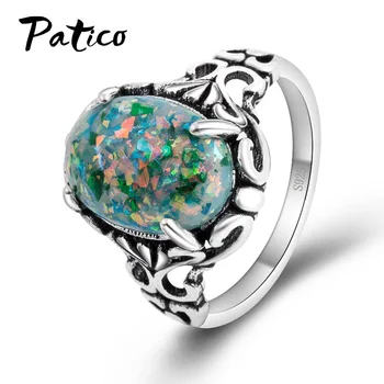 

Natural Stone Ring Green Quartz/Purple /Green Stone Female Jewelry CZ Rhinestone 925 Sterling Silver Women Rings