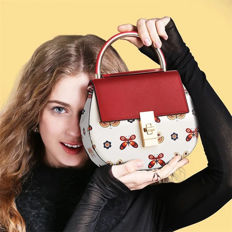 

Pig Bag 2019 New Crossbody Shoulder Saddle Bag Female Luxury Pu Printing Metal Lock Handbag 3Color