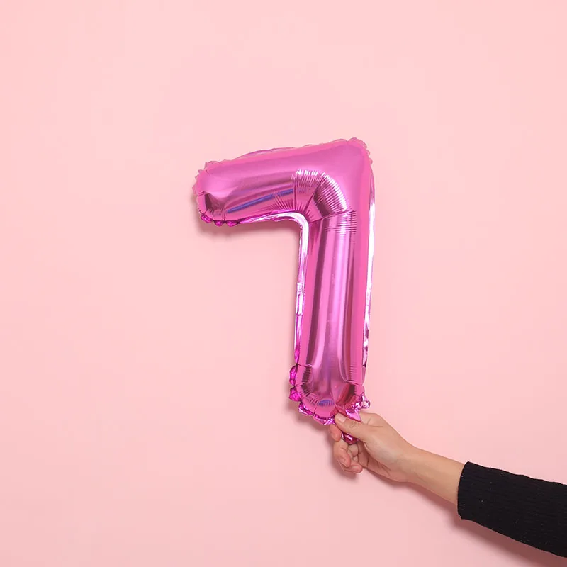 Starlzmu 10 шт. 16 дюймов розовый Количество воздушных шаров синий цифровой Фольга шар наряд для первого дня рождения рисунок воздуха воздушный шар для Бэйби Шауэр украшения - Цвет: 16inch Pink 7