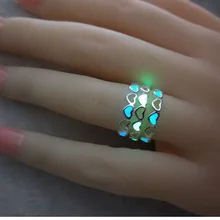 Anel luminoso ajustável em forma de coração, brilhante no escuro, cor prata, anéis para mulheres, coração, amor livre, venda imperdível tamanho do tamanho