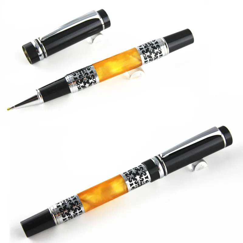 

Bookworm 675 accessory Silver clip Best Design Amber Celluloid write memo pad Roller Ball Pen Flower Pattern gel pen