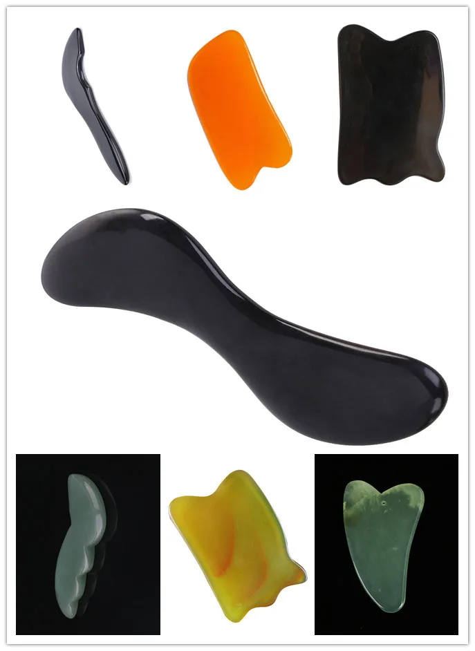 Natural Jade Guasha Board Scraching Acupoints Plate Massager Facial Eyes Scraping Gua Sha Health Care Beauty SPA Massage Tool