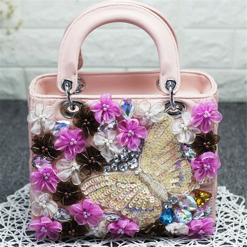 Женские сумки-мессенджеры с цветами, роскошные женские сумки-мессенджеры с бабочкой, сумки с блестками, розовые сумки для невесты, свадебные вечерние сумки