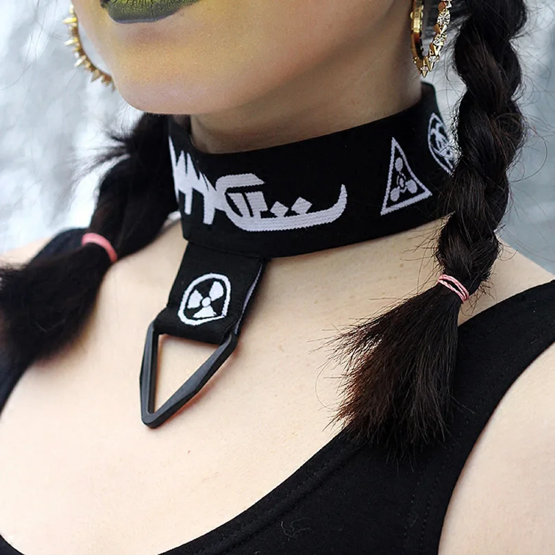 Punk Elastic Band Choker DAMAGE Stretchable Choker Necklaces Women Girl