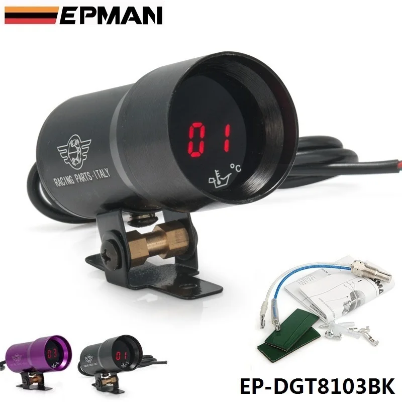EPMAN - 37mm-Compact Micro Digital Smoked Lens Oil Temperature Gauge Display Black,Purple For BMW 520i f10 EP-DGT8103