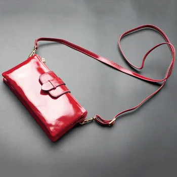 

women genuine leather bag cowhide day clutch handbags multi-layer female clutch bag small