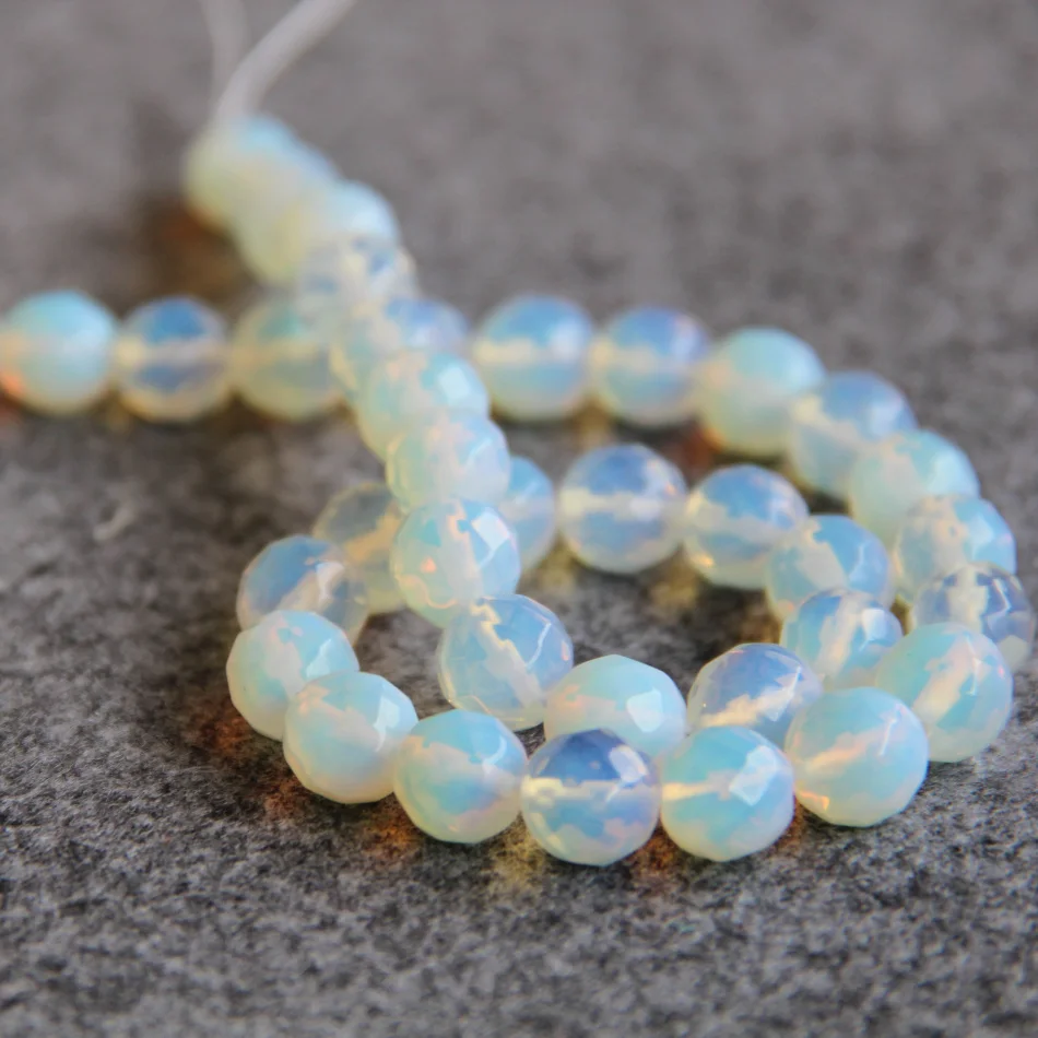 10mm Faceted Sri Lanka Moonstone Round opal beads Jewelry Loose DIY