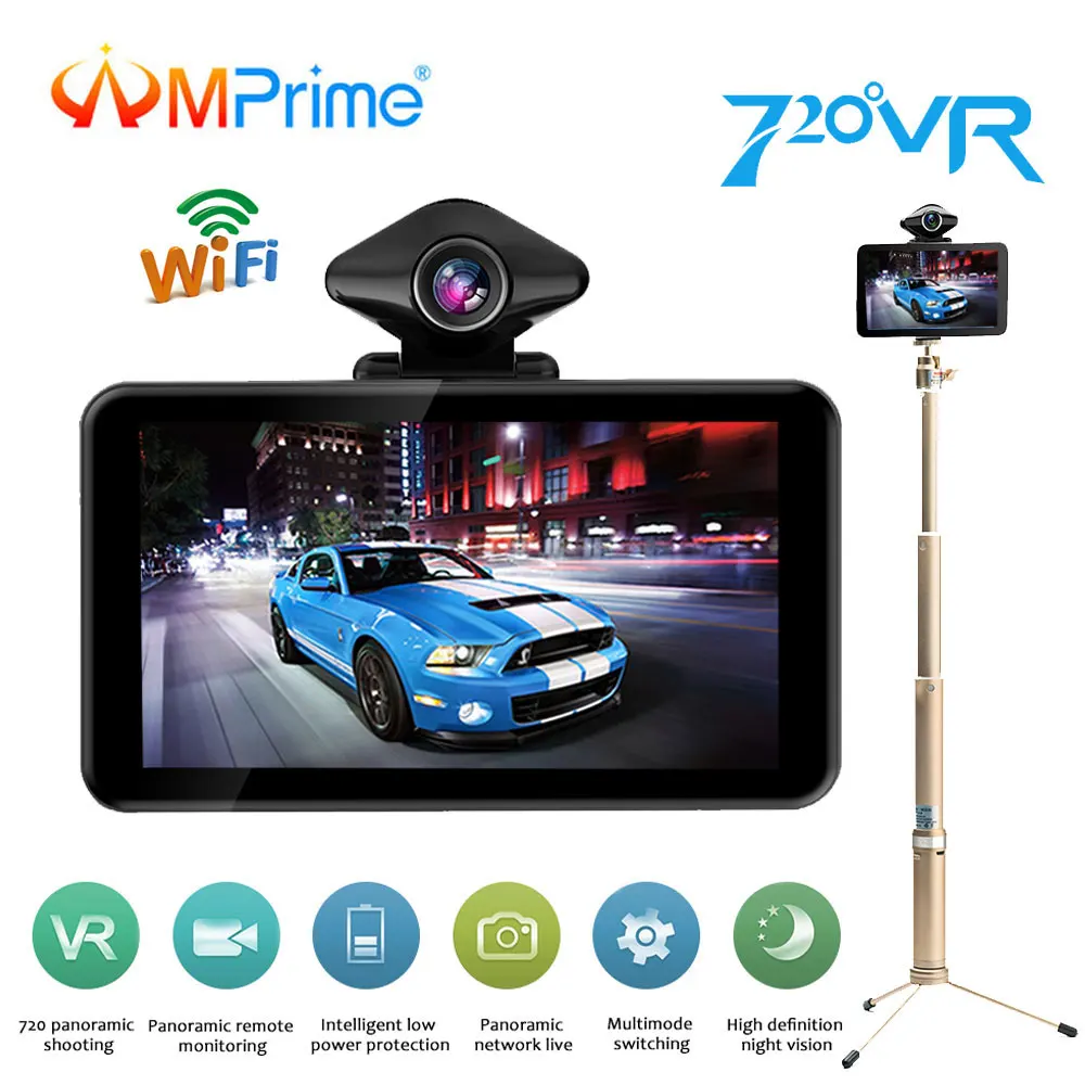 

AMPrime 720 degree VR camera WIFI 360 panorama Recorder 5" IPS HD Screen video recorder car camera self-shot recording camera