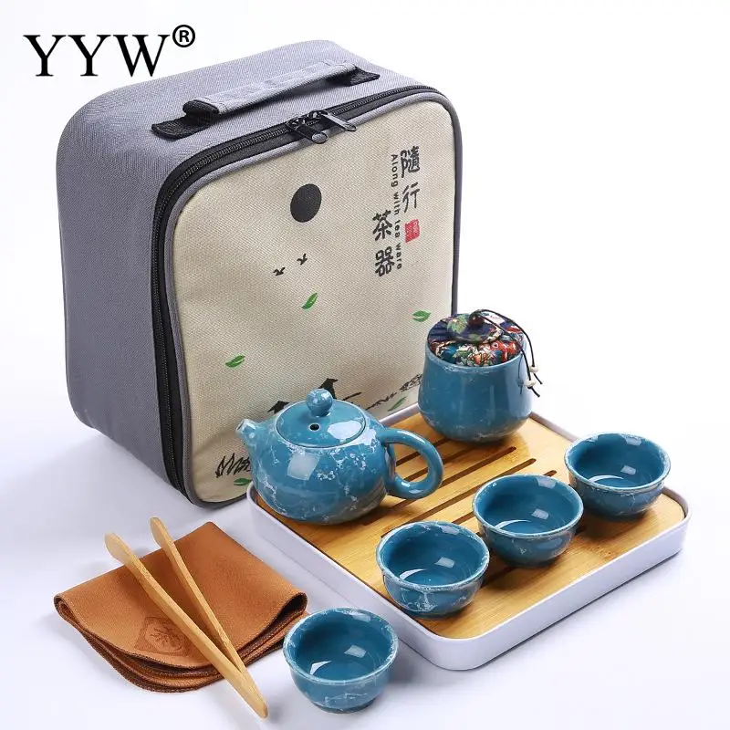 Glaze Kung Fu Tea Set Handmade Tea Pot 4 Cups Home Kitchen Teaware Elegant Drinkware For Travel Wit - 33032773389