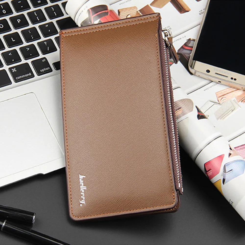 Men's Business Style Leather Card Holder Billfold Purse Long Wallet Billeteras Para Hombre Minimalist Mens Wallets#BL5