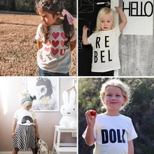 EnkeliBB/белая футболка для маленьких мальчиков и девочек детская летняя одежда модная футболка с буквенным принтом для мальчиков детская футболка с радугой