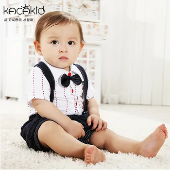 

KACAKID Baby Boy Children Set Fashion Bow Shirt+overall Kids Children Baby Boy Set Red Strip Infant Baby Boy Children Set Ka3269