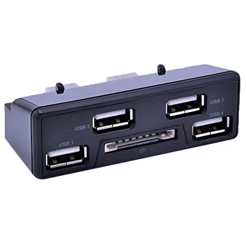 P&y, 4 Ports Usb Hub 2.0 With Sd Card Reader Slot Adapter For Playstation 3 Slim Ps3 Slim