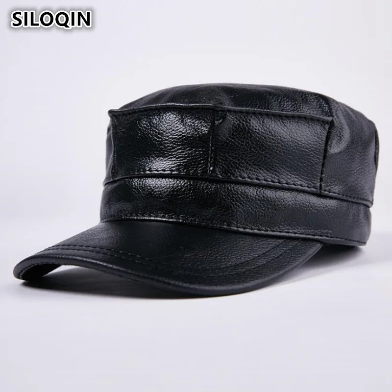 SILOQIN унисекс шапка из натуральной кожи с наушниками зимние теплые толстые