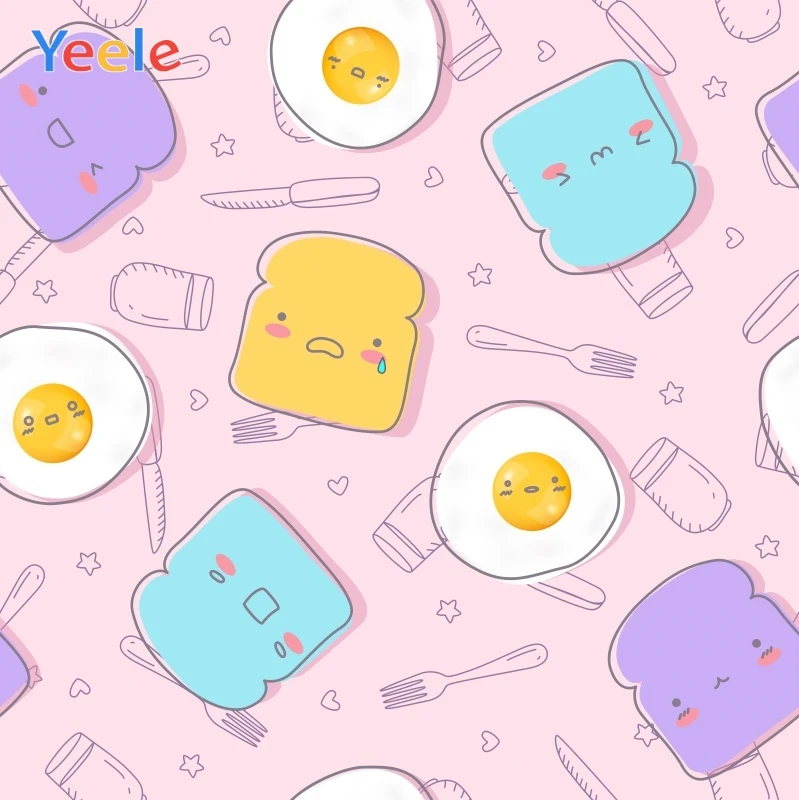 Yeele Sad Bread Egg Breakfast Little Birthday Party Customized Photography Backdrops Photographic Backgrounds For Photo Studio